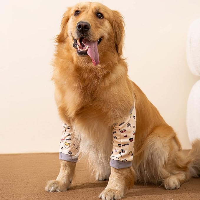 HDKUW Dog Front Leg Braces Recovery Sleeve, Pet Knee Brace Wounds Protector for Medium Large Dog Yellow XL