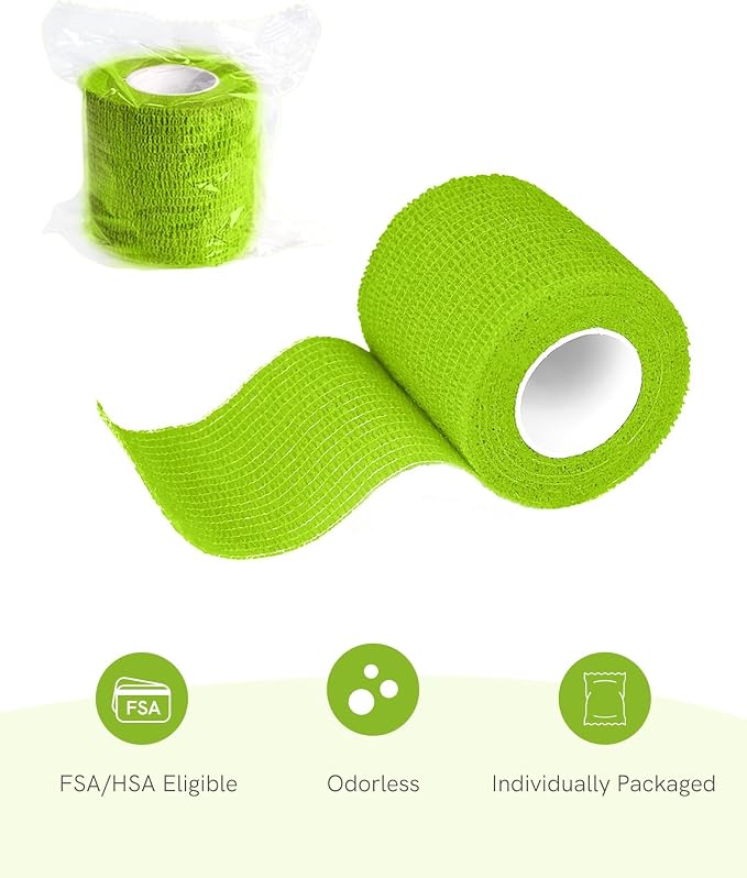 FriCARE Self Adhesive Bandage Wrap, Medical Tape in First Aid Kit, Rainbow | Elastic Cohesive Bandages for Sports/Vet/Wrist Ankle Wounds, 2 Inches X 5 Yards, Latex-free 6 Rolls