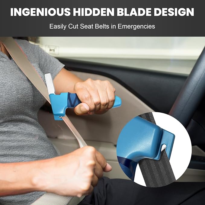 2 Pack Car Handle Assist for Elderly, Auto Cane Portable Vehicle Support Handle, 3 in 1 Multifunctional Standing Mobility Aid Tool for Elderly, Car Strap with Nylon Band (Blue)