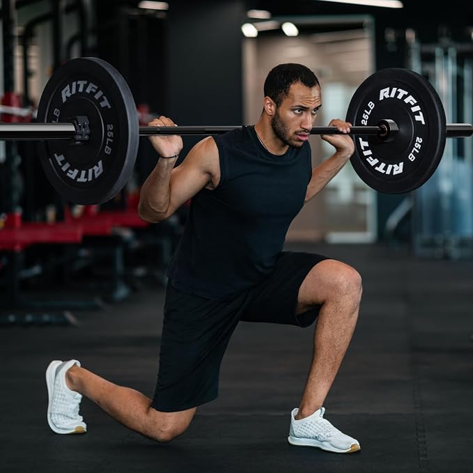 RitFit Elite 7ft Olympic Barbell, Robust 45lb Barbell for Weightlifting and Powerlifting, Superior Olympic Bar with Exceptional 500lbs Load Capacity, Weight Bar for 2” Standard Plates