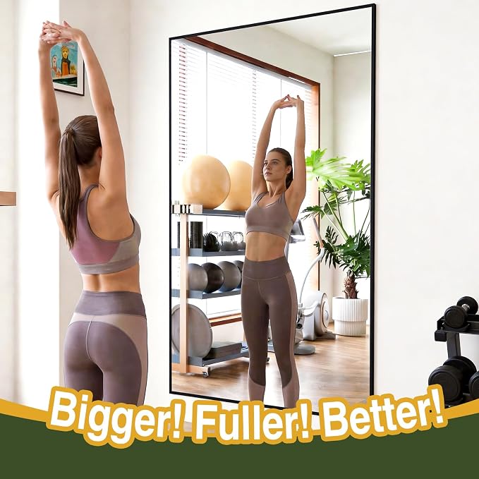 MELOMOIR 82"x44" Oversized Floor Mirror Freestanding, Oversized Mirror Full Length for Bedroom Living Room Dressing Room Gym Yoga Hair Salon, Black Mirror Full Length with Shatterproof Tempered Glass