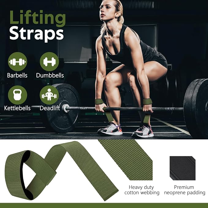 WALITO 8Pcs Barbell Pad Set for Hip Thrust - Squat Pad,Gym Accessories for Women with Bar Bad,Bench Press, with Gym Ankle Straps,Resistance Bands for Working Out,Lifting Strap,Carry Bag