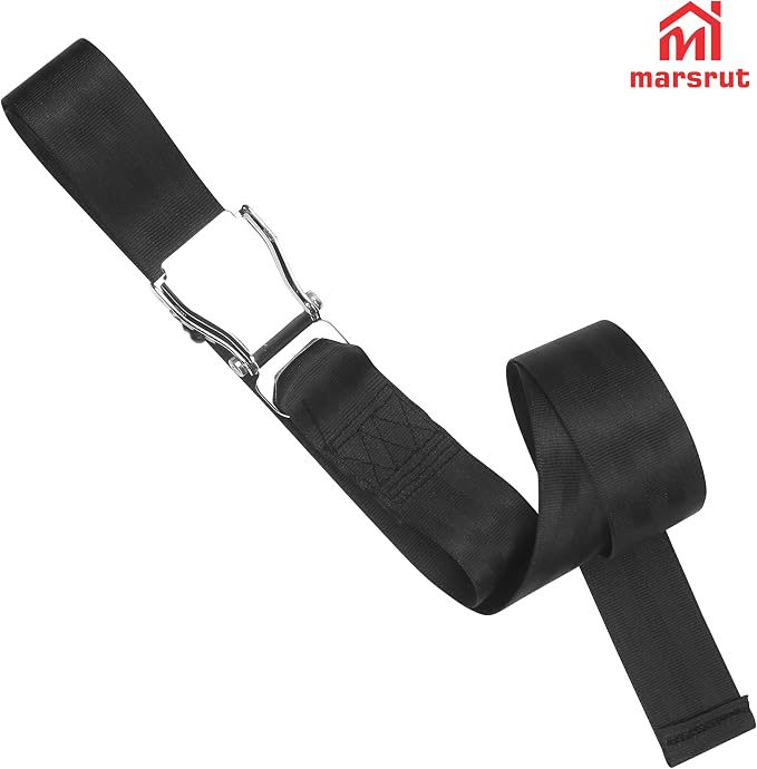 Belt Squat Collar for Nordic Hamstring Curl on Bench, 5.6Ft Long Buckle Strap for Seat Workouts Leg Extension Machines Achieve Stability Comfort Home Exercise Fitness Assisted Muscles Women Men Black