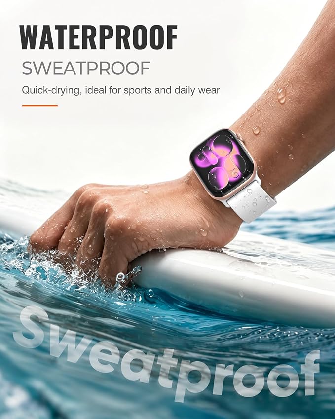 Magnetic Silicone Sport Band for Apple Watch 42mm 46mm 49mm 38mm 40mm 41mm 44mm 45mm Men Women, Patented Auto Lock Breathable Soft Loop for iWatch Ultra SE Series 11 10 9 8 7 6 5 4 3 2 1 All Day Comfort