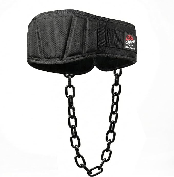 Dip Belt with Chain for Weightlifting, Neoprene Waist Belt for Gym Workout,Pull Ups, Training, Fitness Exercise, Men, Women