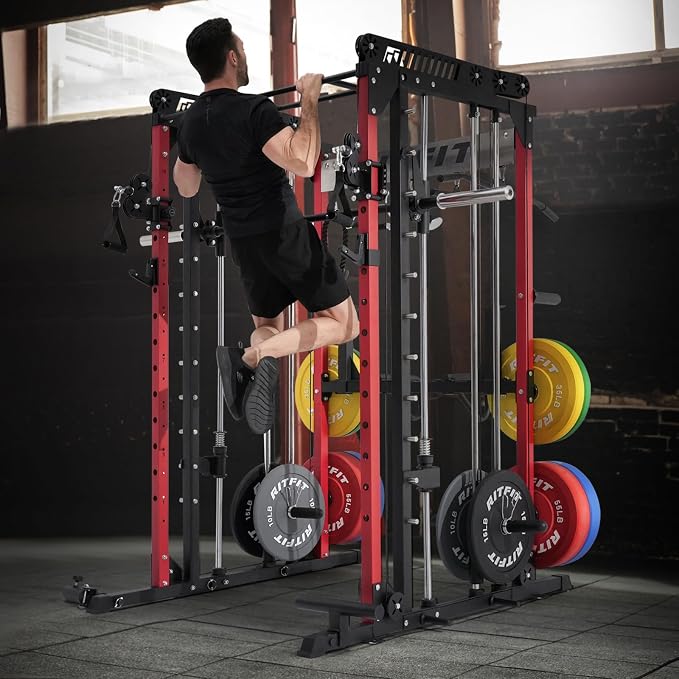 RitFit M1 Pro Smith Machine Cable Crossover Power Cage Home Gym