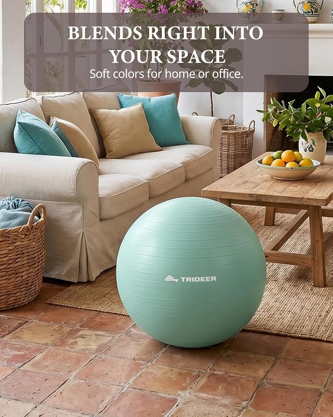 Trideer Exercise Ball, Stability Yoga Ball for Physical Therapy, Active Sitting, Pregnancy & Birth Labor Prep, Core Strength, Balance Training, Posture Improvement and Daily Stretching, 55/65/75cm