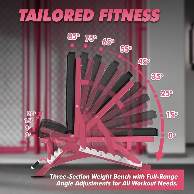 RITFIT Adjustable Weight Bench, Incline Decline Flat, 1300LB Capacity | Full Body Workout Bench for Home Gym Strength Training, 10 Backrest Positions, 3 Seat Angles, Heavy Duty Steel Frame