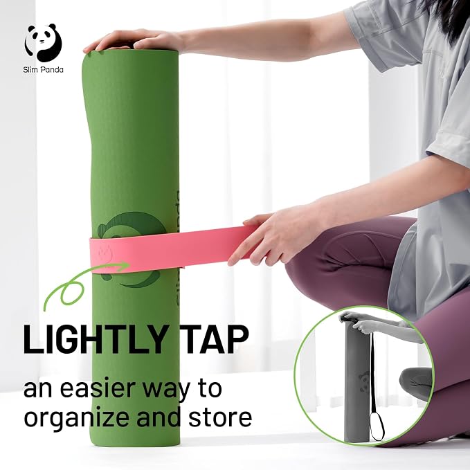 Yoga Mat Strap Slap Band, One Snap Keeps Mats Tightly Rolled, Heavy-Duty Clasp Fits Most Size Mats(24" L X 2" W)
