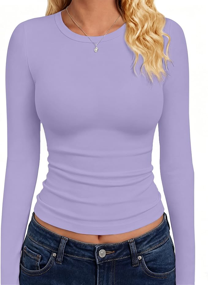 GAYHAY Long Sleeve Shirts for Women Tops Fitted Clothes Fall Fashion 2026 | Basic Tees, Girls School Outfits, Y2k Winter Tshirt, Tight Underscrub, Workout Casual, Cute Trendy Plain Compression Layering