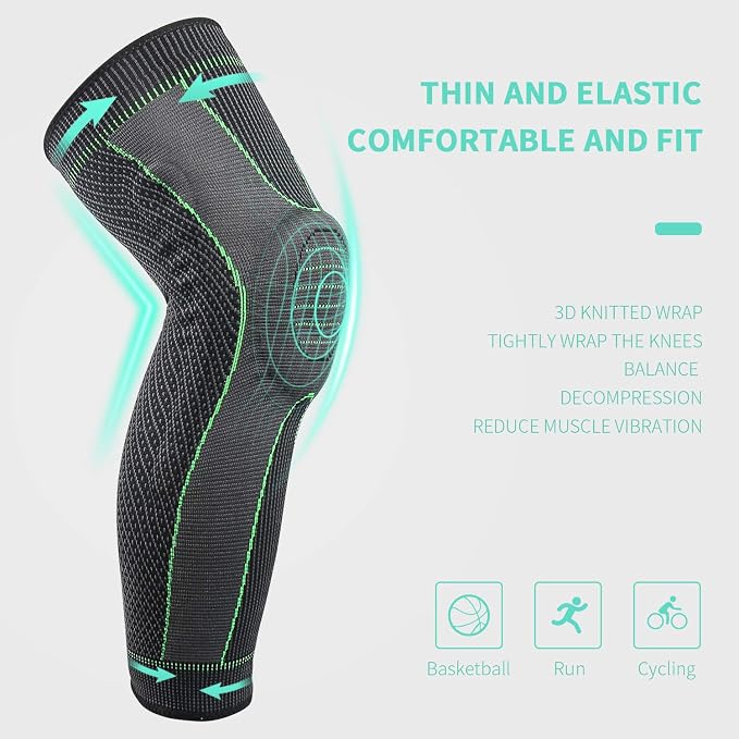SKDK Full Leg Sleeves Long Compression Leg Sleeve Knee Sleeves Protect Leg, for Man Women Basketball, Arthritis Cycling Sport