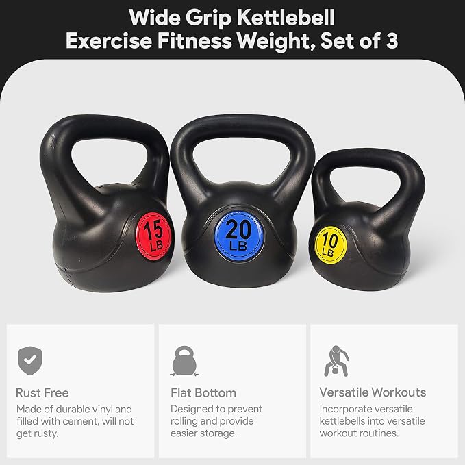 BalanceFrom Wide Grip Kettlebell Exercise Fitness Weight Set