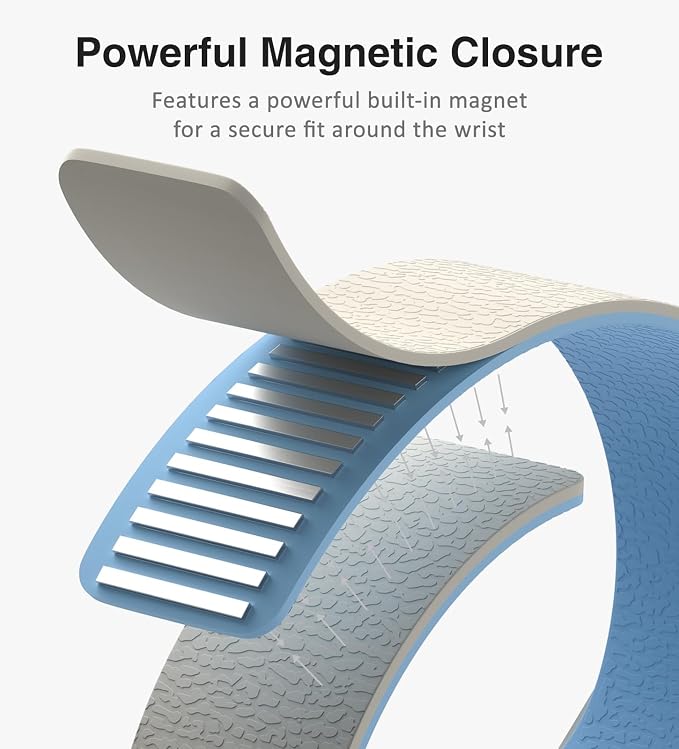 Magnetic Silicone Band Compatible with Apple Watch Band 42mm 41mm 40mm 38mm Series 11 10 9 8 7 6 5 4 3 & SE 3/2/1 Strong Magnetic Clasp, Waterproof & Adjustable (White + Blue)