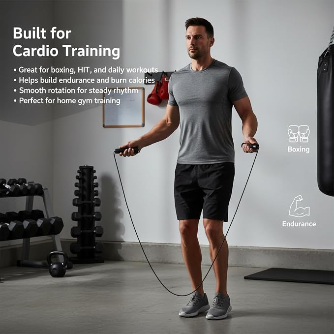 Jump Rope for Fitness, Adjustable Jump Rope for Men and Women, Exercise Rope for Adults, Cardio Training, Gym and Home Workouts