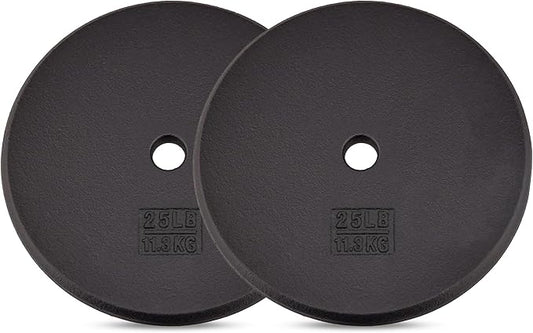 Yes4All Standard Weight Plates, 1-Inch Cast Iron Barbell Weights, Wide Range 5–50 LB, Ideal for Strength Training & Workout Routine, Available in Single, Pair & Set of 4