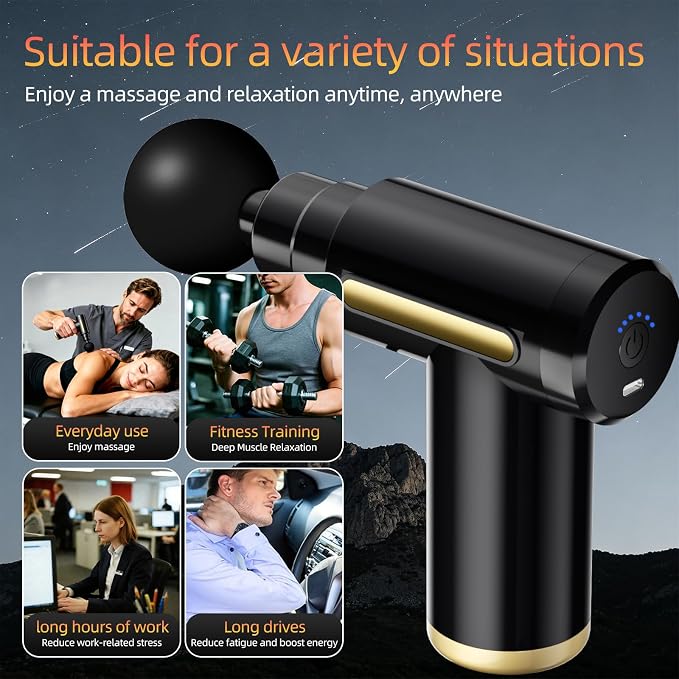 Massage Gun, Electric Massager, Suitable for Whole Body to Relieve Fatigue, Replaceable Massage Head Impact Massager, The Best Choice for Gift Giving (Black-720)