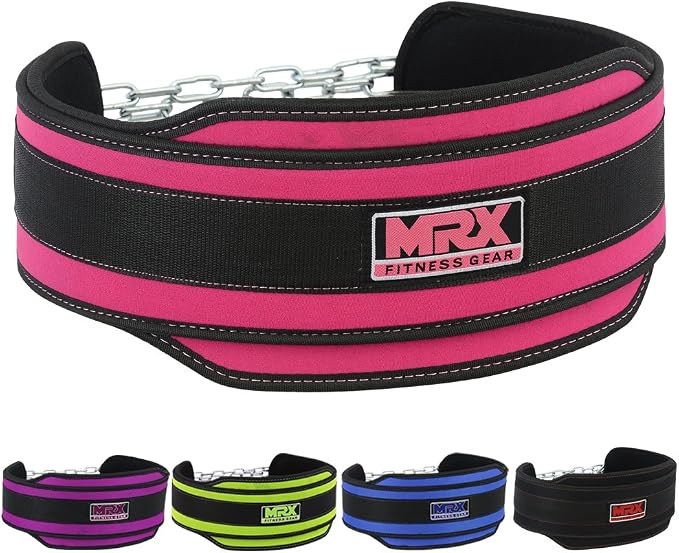 MRX Weight Lifting Belt DIPPING BELTS with Metal Chain Exercise & Fitness