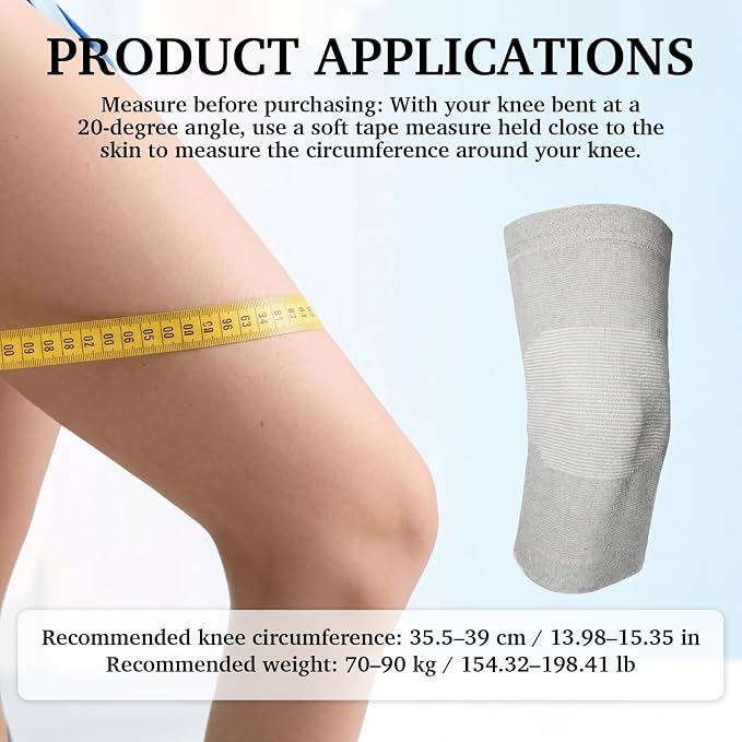 3 Pair Bamboo Knee Sleeve for Women & Men, Knee Brace Compression Support for Running Hiking and Daily Wear, Large Gray for (70-90KG)