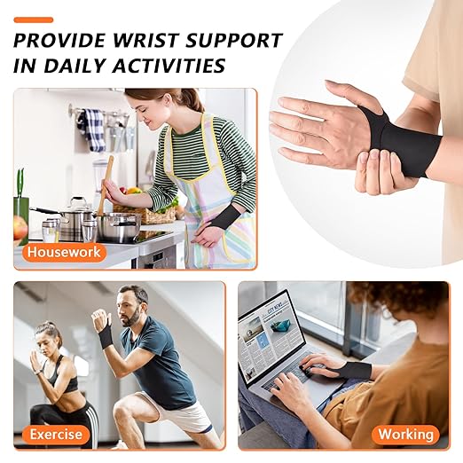 2PCS Ulnar Wrist Brace for Right & Left Hand, Ultra-Thin Elastic Wrist Wrap Compression for TFCC Tear and Repetitive Wrist Use Injury, Wrist Support for Carpal Tunnel, Tendonitis, Pain Relief (Black)