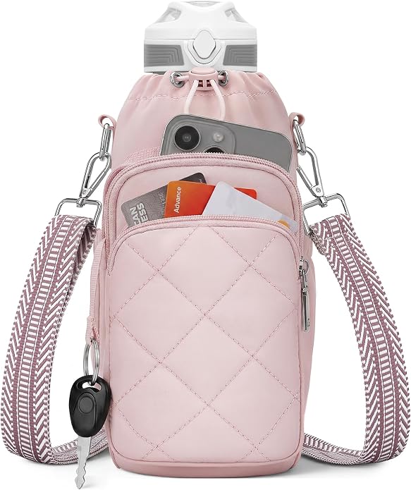 Water Bottle Bag Crossbody，Insulated Holder Purse