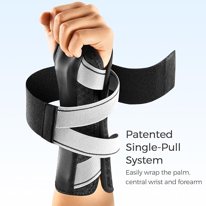 FREETOO Carpal Tunnel Wrist Brace Night Support.Black,Right Hand,S/M | Wrist Splint,Hand Brace,Tendonitis,Sprain,Arthritis;Sleeping,Work,Type;Breathable,Adjustable;Metal Plate,One-Step Wear