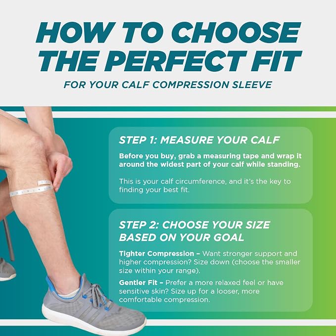 Run Forever Calf Compression Sleeve for Men & Women, 20-30mmHg Compression | Leg Sleeve for Shin Splints, Varicose Veins, Swelling & Pain Relief | Footless socks for Running, Cycling & Travel