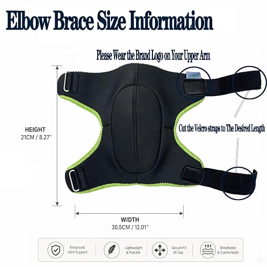 1 Pcs Elbow Pad Brace for Bursitis | Arm Sleeve Memory Foam Soft Support Adjustable Compression With for Olecranon Joint Pain Bursa Protection Unisex Black/Green