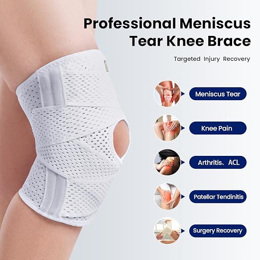 JOMVD Knee Brace with Side Stabilizers for Meniscus Tear, Knee Pain, Breathable Knee Support for Arthritis, ACL,MCL, Pain Relief, Injury Recovery, Women and Men