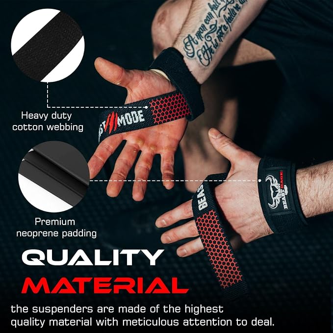 BEAST RAGE Lifting Wrist Straps for Weightlifting, Straps Gym Grip Power Workouts Lifting Straps Padded Neoprene & Premium Cotton Men Women, Deadlift Bodybuilding Exercise Lifting Straps