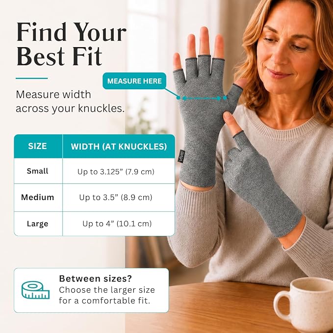 Vive Arthritis Gloves - Men, Women Rheumatoid Compression Hand Glove for Osteoarthritis- Arthritic Joint Pain Relief - Carpal Tunnel Wrist Support - Open Finger, Fingerless Thumb for Computer Typing | Osteoarthritis- Arthritic Joint Pain Relief - Carpa...