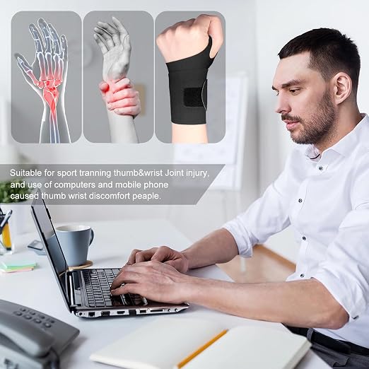 2 Pcs Ultra-Thin Wrist Brace Support for Carpal Tunnel, Pain Relief, Arthritis, Tendonitis, Elastic Wrist Wraps Right and Left Hands - Compression and Support for Fitness Enthusiasts (Black orange)