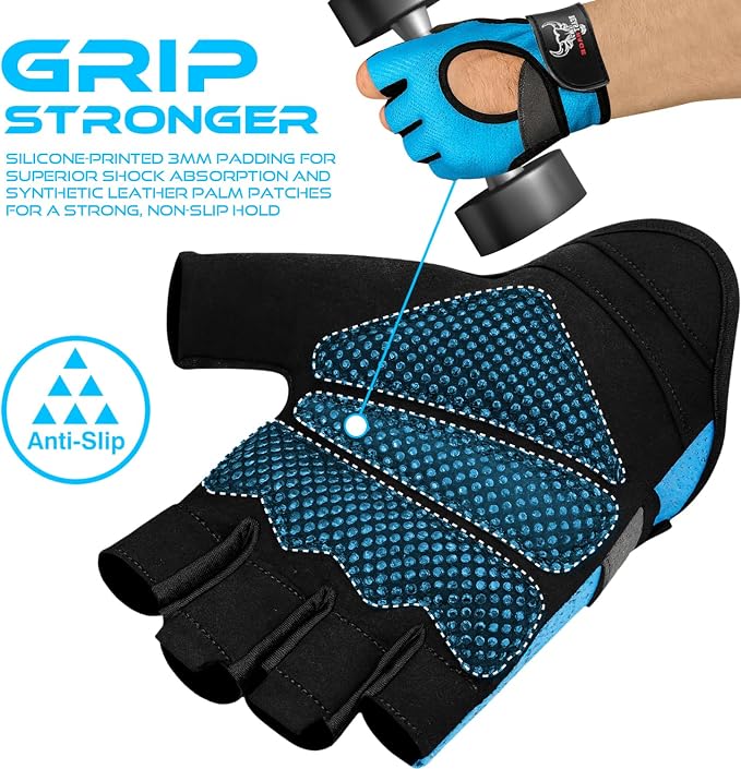 BEAST RAGE Fingerless Weight Lifting Gloves with Palm Protection Padding, Breathable Lightweight Gym Gloves for Men, Women, Weightlifting, Cycling, Exercise, Training Pull Up
