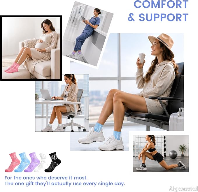 IRAMY Ankle Compression Socks for Women Men Plantar Fasciitis Relief 3/5 Pairs Cushioned Athletic Running Socks