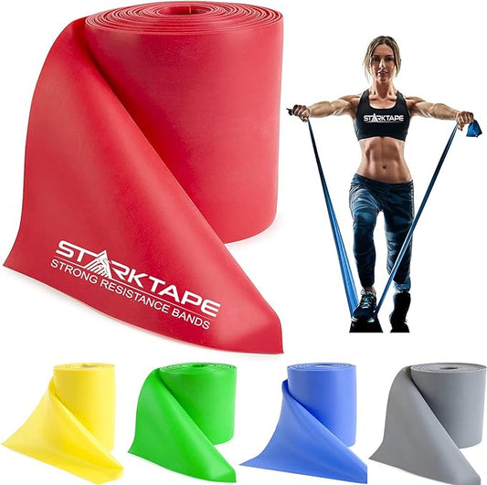 Resistance Bands Professional 8,16, 25, 50 Yards Bulk Rolls. Latex-Free Elastic Physical Therapy Band. No Scent, No Powder - Perfect for Home Exercise, Yoga, Pilates, Gym, Rehab, Workout