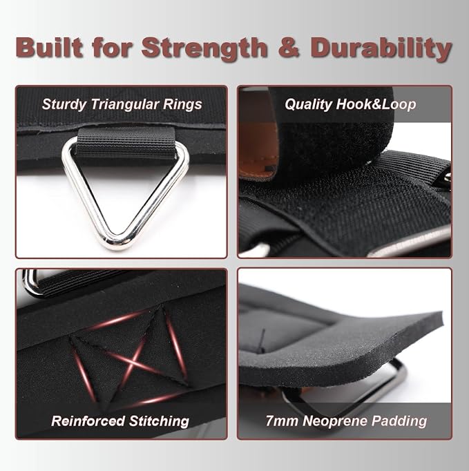 Wrist Cuffs for Cable Machines – Padded & Adjustable Straps for Lateral Raises, Tricep Pushdowns & Strength Training