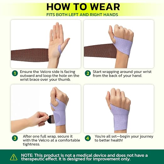 Adjustable Wrist Brace for Pain Relief, Carpal Tunnel & Tendonitis Support – Ergonomic Compression, Breathable & Anti-Slip Design, Fits Left & Right Hand, Ideal for Sports, Gaming & Office Use Purple