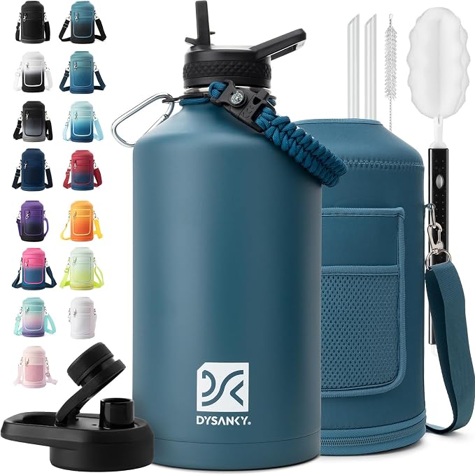 DYSANKY Gallon Insulated Water Bottle with Portable Carrier Bag for Outdoor