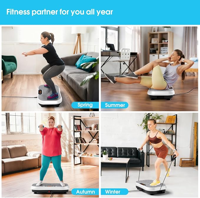 SoftGym Vibration Plate Exercise Machine for Lymphatic Drainage & Fitness | Quiet Heavy Duty 450lbs Capacity Platform, 120 Speeds Shake Machine with Resistance Bands for Home Muscle Activation