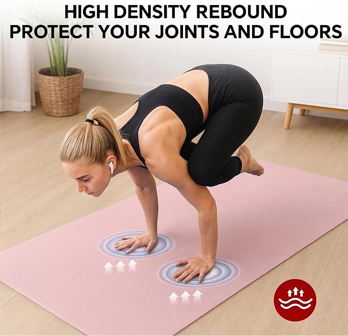Stepwaver Extra Large Yoga Mat 6'x4'(1/3" & 1/4" Thick), Non-Slip, Ultra Durable, Wide Workout Mat, Wide Exercise Mats for Home Workouts, Yoga, Pilates, Stretching (Barefoot Exercise)