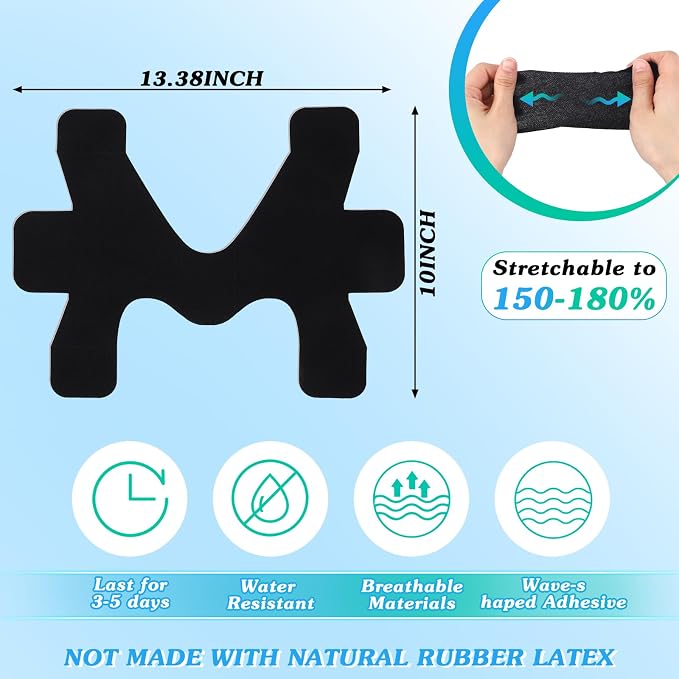 16 Pcs Precut Kinesiology Tape for Ankle Cotton Breathable Elastic Athletic Tape Pain Relief Minimize Ankle Sprain Provides Support and Stability for Ligament and Muscle Marathon Use(Black)