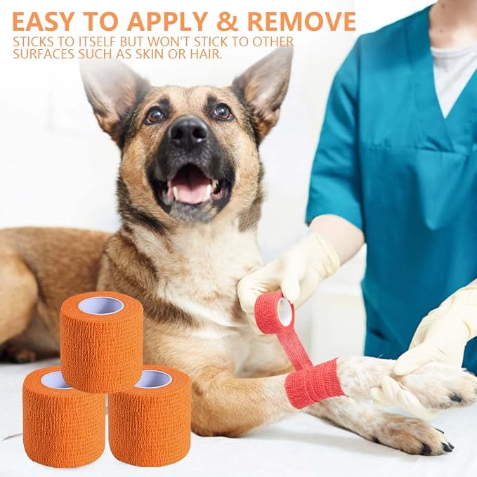 KISEER 15 Pack 2 Inch x 5 Yards Orange Self Adhesive Bandage Breathable Cohesive Bandage Wrap Rolls Elastic Self-Adherent Tape for Stretch Athletic, Sports, Wrist, Ankle
