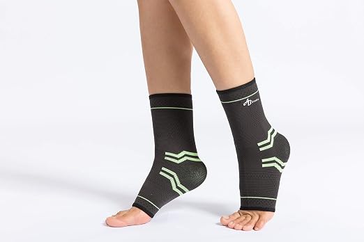 ABIRAM Breathable Ankle Brace Compression Sleeve with Adjustable Strap | Adjustable Compression Support for Sprained Ankles, Plantar Fasciitis, Achilles Tendonitis, Running, Gym and Everyday Wear