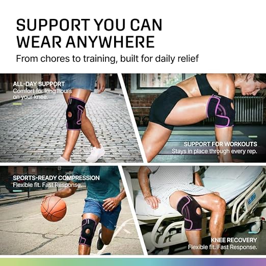 Modvel Knee Brace with Side Stabilizers & Patella Gel Pads for Pain Relief and Joint Support Breathable, Non-Slip Compression Sleeve for Men & Women, Arthritis, Meniscus, ACL Recovery