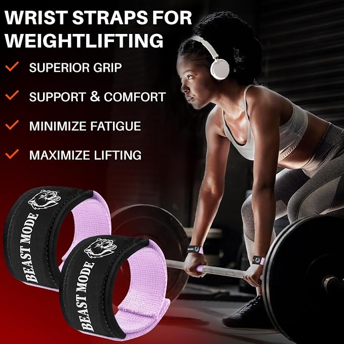 TECEUM Neoprene Padded Cotton Lifting Straps for Weightlifting, 1 Pair