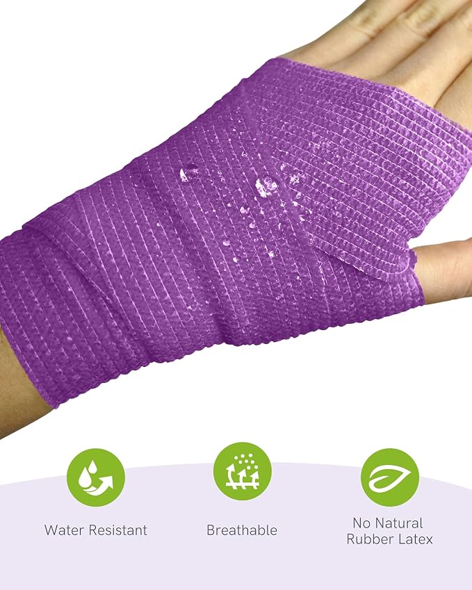FriCARE Self Adhesive Bandage Wrap, Medical Tape in First Aid Kit | Elastic Cohesive Bandages for Sports/Vet/Wrist Ankle Wounds, 2 Inches X 5 Yards, Latex-free 6 Rolls, Lagoon Breeze