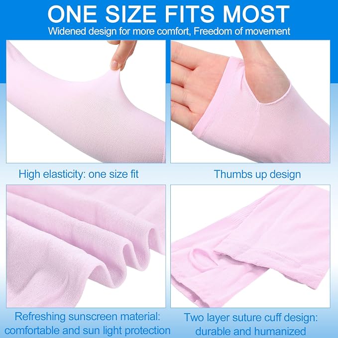 SATINIOR 8 Pairs Sun Protection Cooling Arm Sleeves Upper Compression Sleeve Plus Size Slimming Arm Shaper Wrap for Women