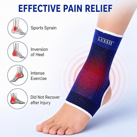 2 Pack Compression Ankle Brace Support Sleeve for Women & Men, Breathable Elastic Ankle Wrap for Sprained Ankle, Plantar Fasciitis, Achilles Tendonitis, Running, Sports, Gym