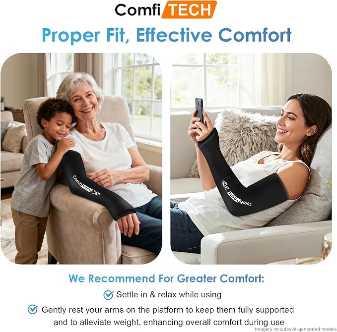 ComfiTECH Full Arm Wrist Ice Pack Wrap, Tennis Cold Sleeve, L, 2P | Flexible Extended Elbow Ice Sleeve for Pitchers, Golfers Players, Reusable Cold Brace for Muscle Comfort, Throwing Recovery