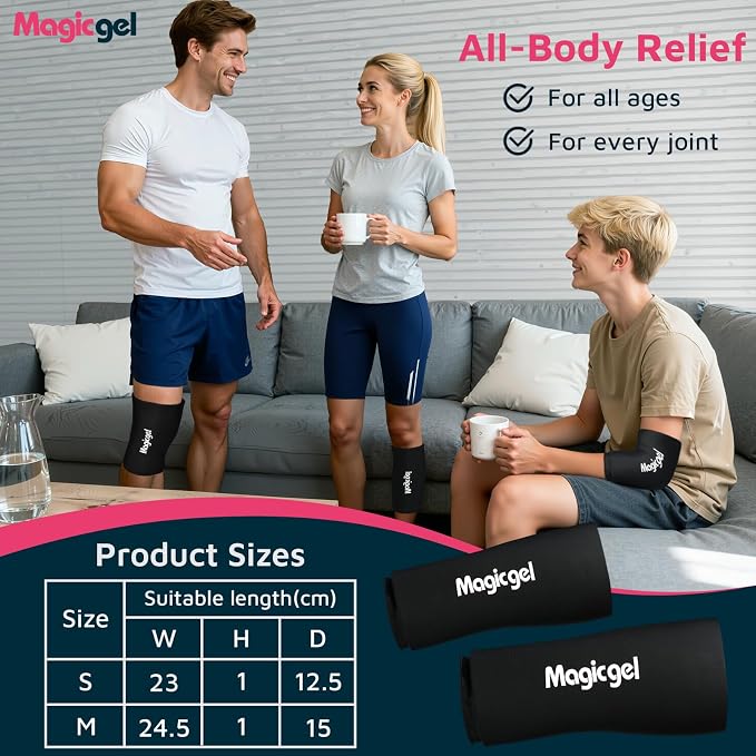 Magic Gel Medium Knee & Elbow Ice Pack Sleeve 1 Pack – Reusable Hot & Cold Therapy Wrap for Targeted Relief – Compact Compression Fit
