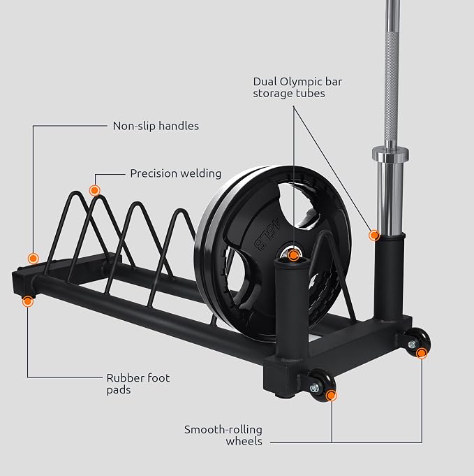 RitFit Weight Plates Rack, Weight Storage Rack with Barbell Bumper Weight Plates Holder for 2-Inch Weight Plates, Capable of Holding Up to 990 LBS